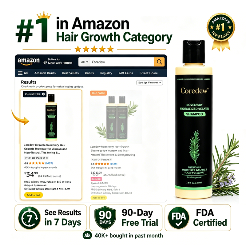 Coredew® Rosemary Shampoo |Natural Rosemary Shampoo With Hydrolyzed Keratin For Hair Regrowth