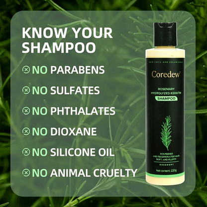 Coredew® Rosemary Shampoo |Natural Rosemary Shampoo With Hydrolyzed Keratin For Hair Regrowth
