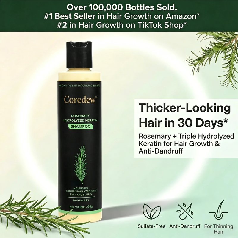 Coredew® Rosemary Shampoo |Natural Rosemary Shampoo With Hydrolyzed Keratin For Hair Regrowth