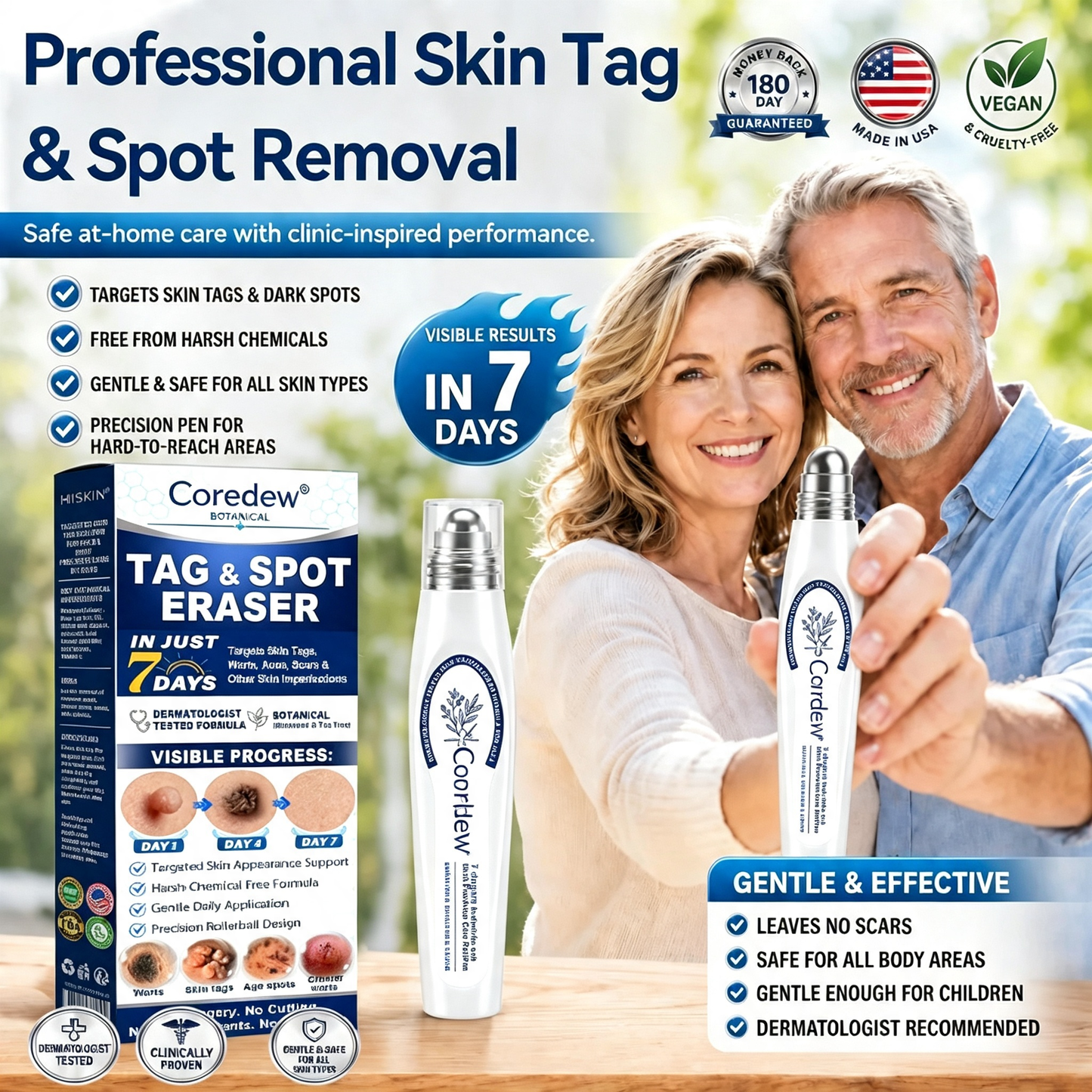 Coredew®👩‍⚕️ 𝟕-𝐃𝒂𝘆 𝐒𝗸𝐢𝐧 𝐓𝒂𝗴 & 𝐒𝐩𝙤𝐭 𝐄𝐫𝒂𝐬𝙚𝐫 Painless & Scar-Free Advanced Imperfection Removal Rollerball Pen