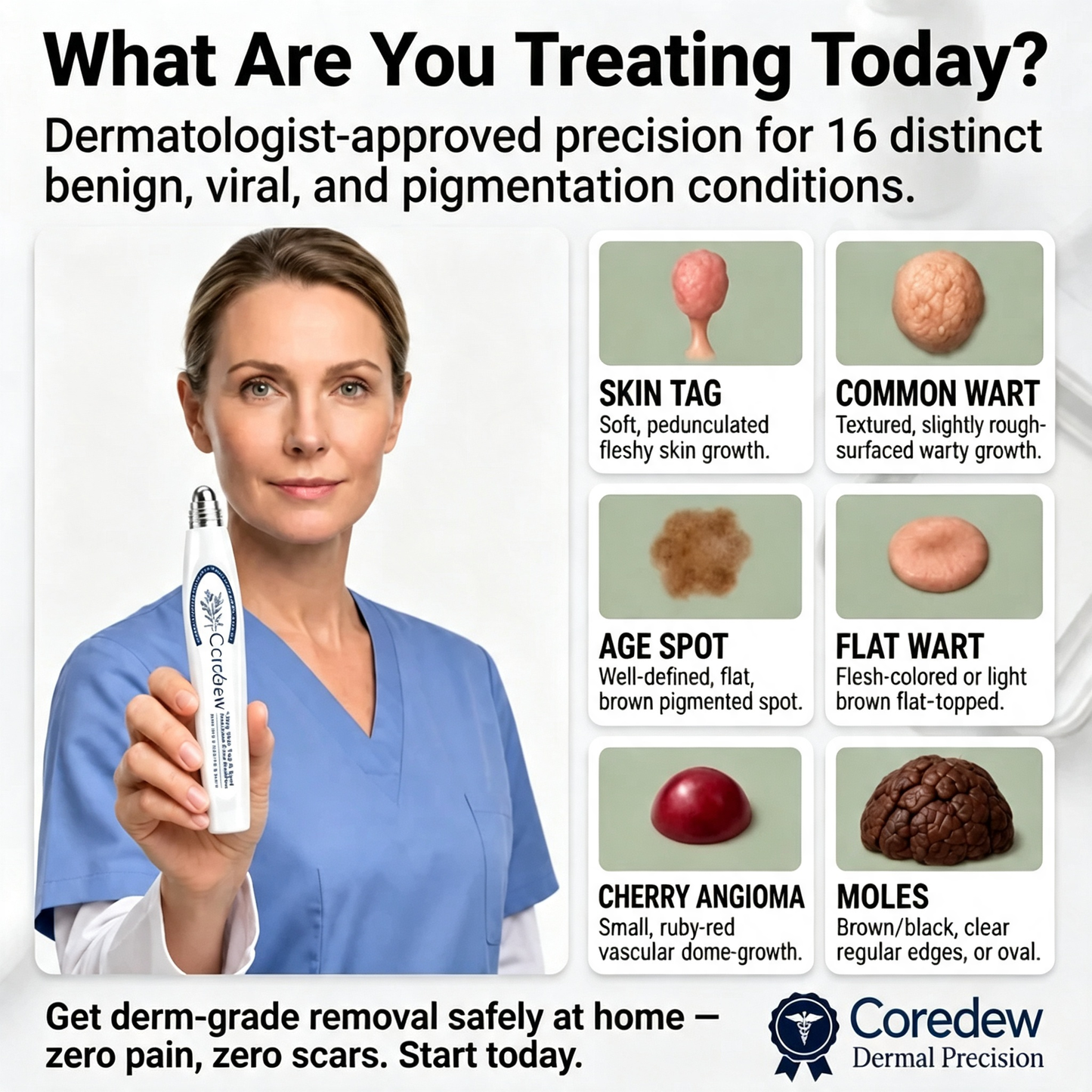 Coredew®👩‍⚕️ 𝟕-𝐃𝒂𝘆 𝐒𝗸𝐢𝐧 𝐓𝒂𝗴 & 𝐒𝐩𝙤𝐭 𝐄𝐫𝒂𝐬𝙚𝐫 Painless & Scar-Free Advanced Imperfection Removal Rollerball Pen
