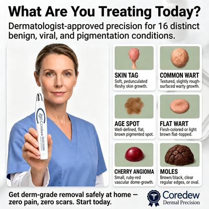 Coredew®👩‍⚕️ 𝟕-𝐃𝒂𝘆 𝐒𝗸𝐢𝐧 𝐓𝒂𝗴 & 𝐒𝐩𝙤𝐭 𝐄𝐫𝒂𝐬𝙚𝐫 Painless & Scar-Free Advanced Imperfection Removal Rollerball Pen