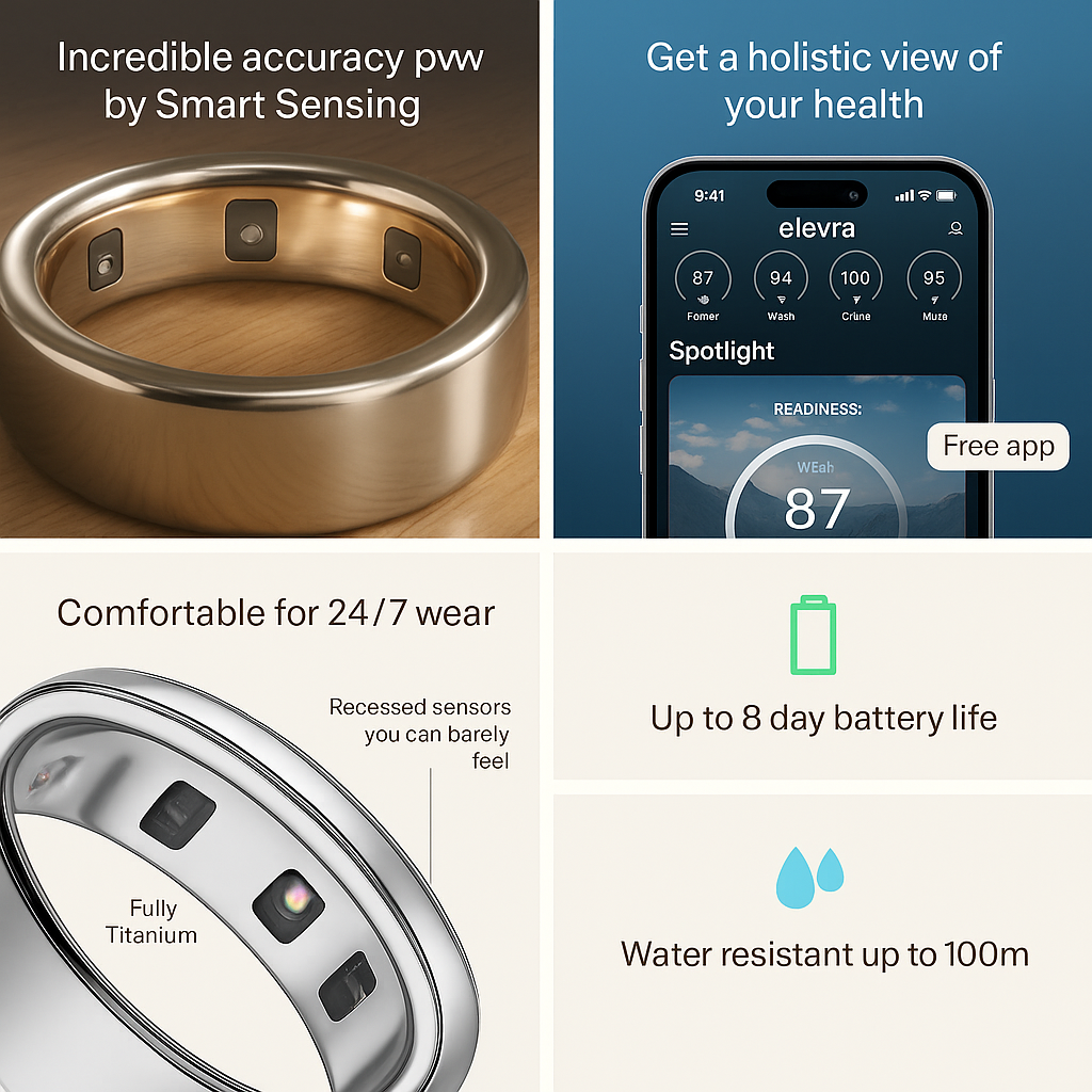 🔥Owiwell Smart Ring IP68 Waterproof Wearable Fitness Trackers for Women Men Couple Gift❤️